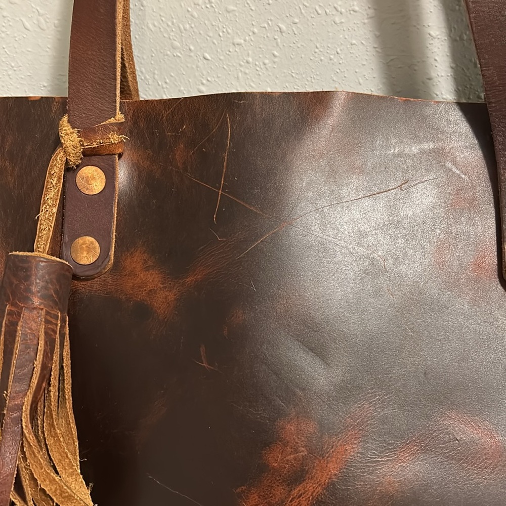 KMM & Co Brown Leather Tote Bag‎ Handcrafted Large - Picture 3 of 13